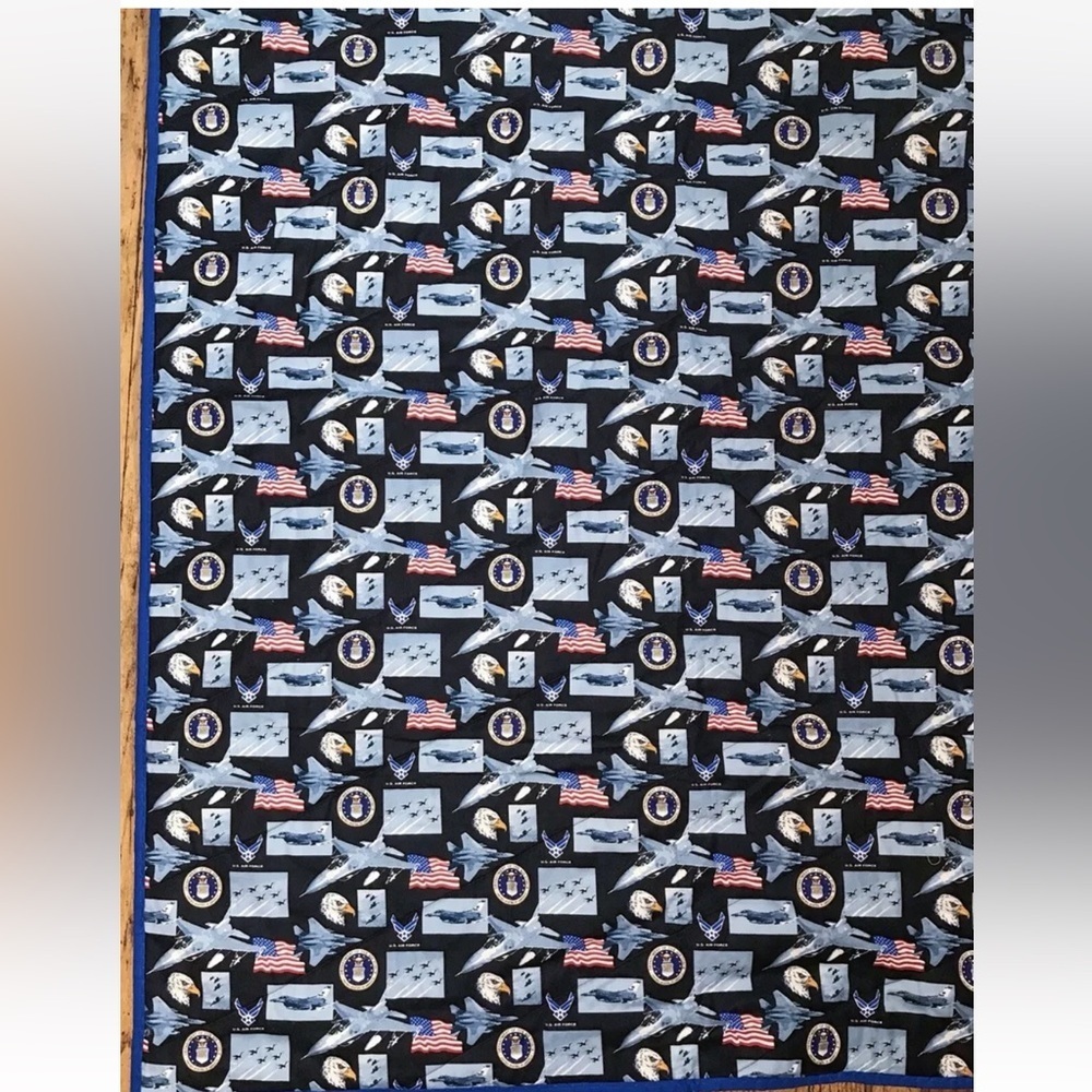 US Air Force Quilt Lap Blanket Handmade Military Patriotic Classic Americana